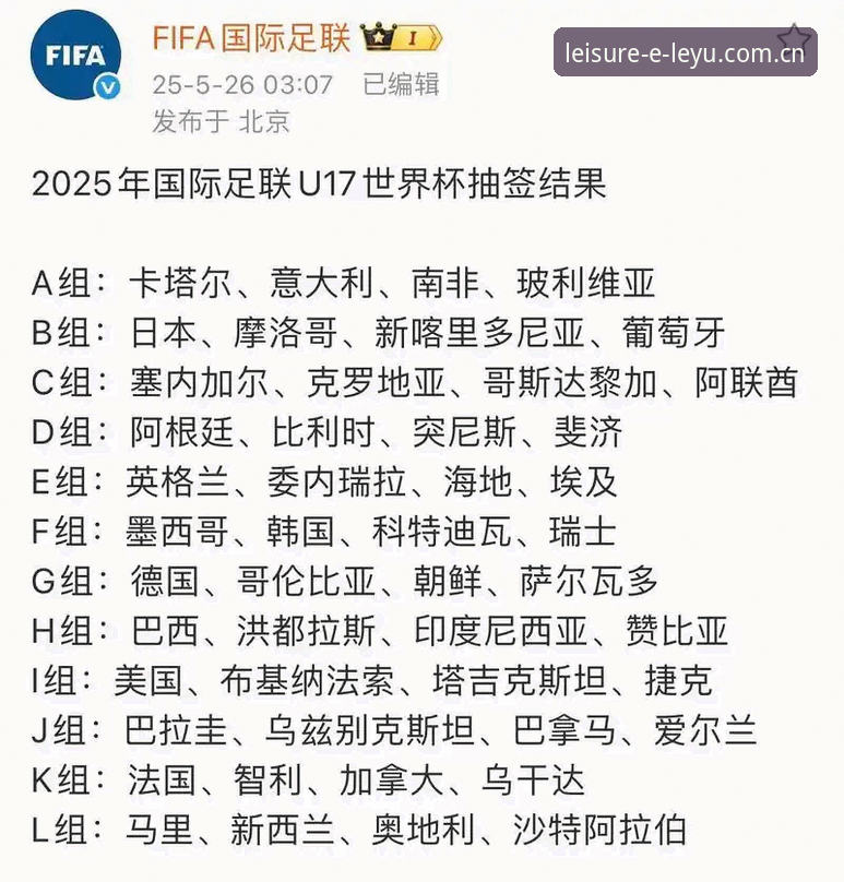 U17世界杯抽签结果深度解读与观赛操作教程